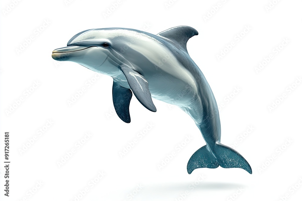 Obraz premium Dolphin jumping and smiling isolated on a white background