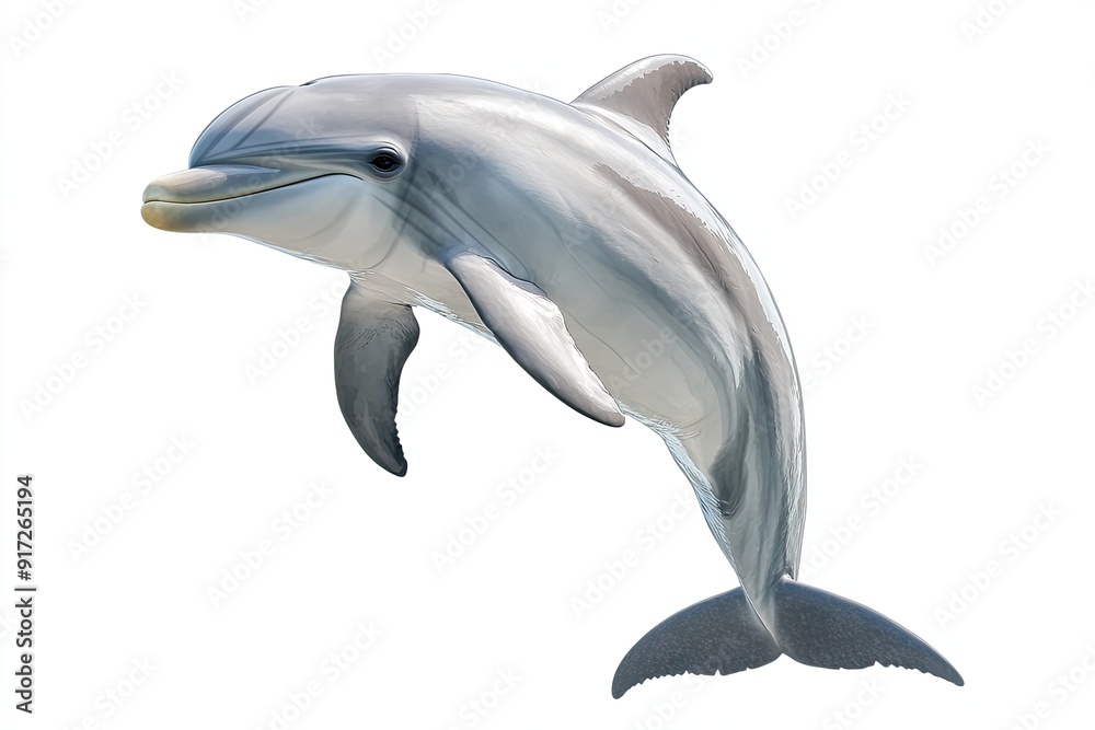 Dolphin jumping and smiling isolated on a white background Dolphin jumping and smiling isolated on a white background