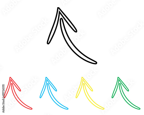Curved arrow icon vector. Arrow pointer icon sign symbol in trendy flat style. Set elements in colored icons. Arrow up vector icon illustration isolated on white background