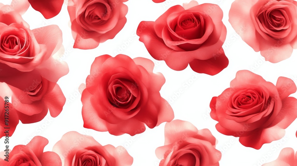 Red and pink roses pattern on white Red and pink roses pattern on white