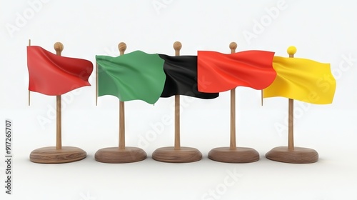 A set of G7 drapes mounted on a small wooden stand is isolated on a transparent background photo