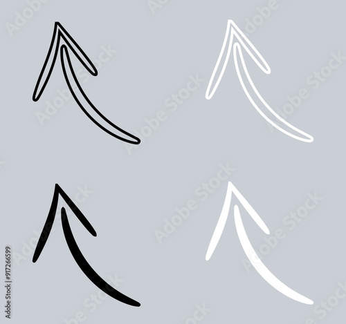 Set of Curved arrow icon. Arrow pointer icon sign symbol in trendy flat style. Arrow up vector icon illustration isolated on gray background