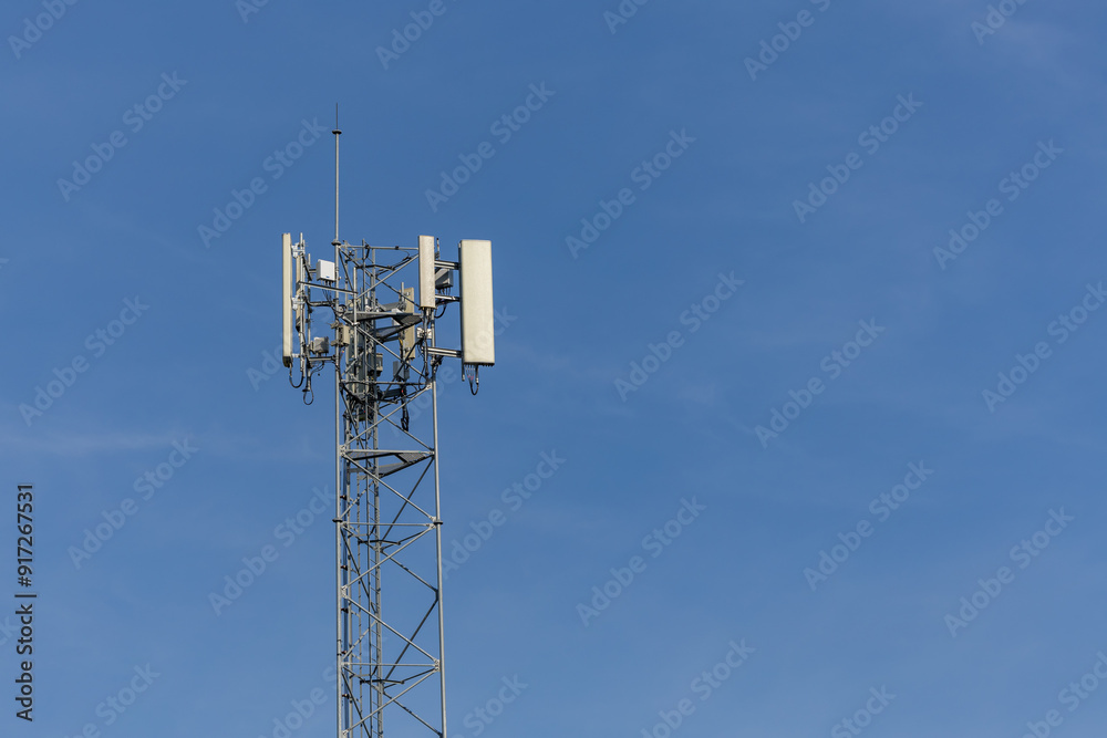 Communication tower top. Radio antenna Tower