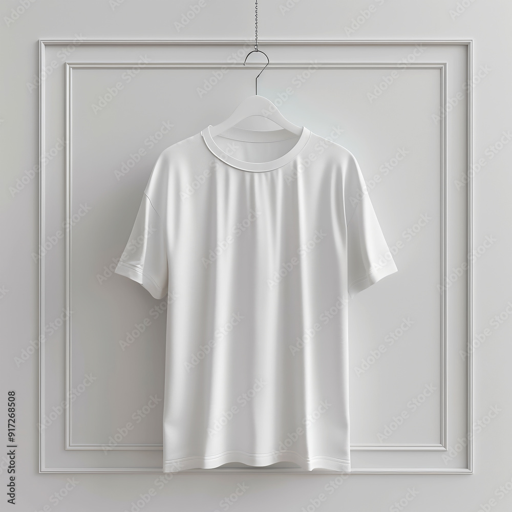 Empty Hanging White T-Shirt Mockup 3d rendering Front View Empty Hanging White T-Shirt Mockup 3d rendering Front View