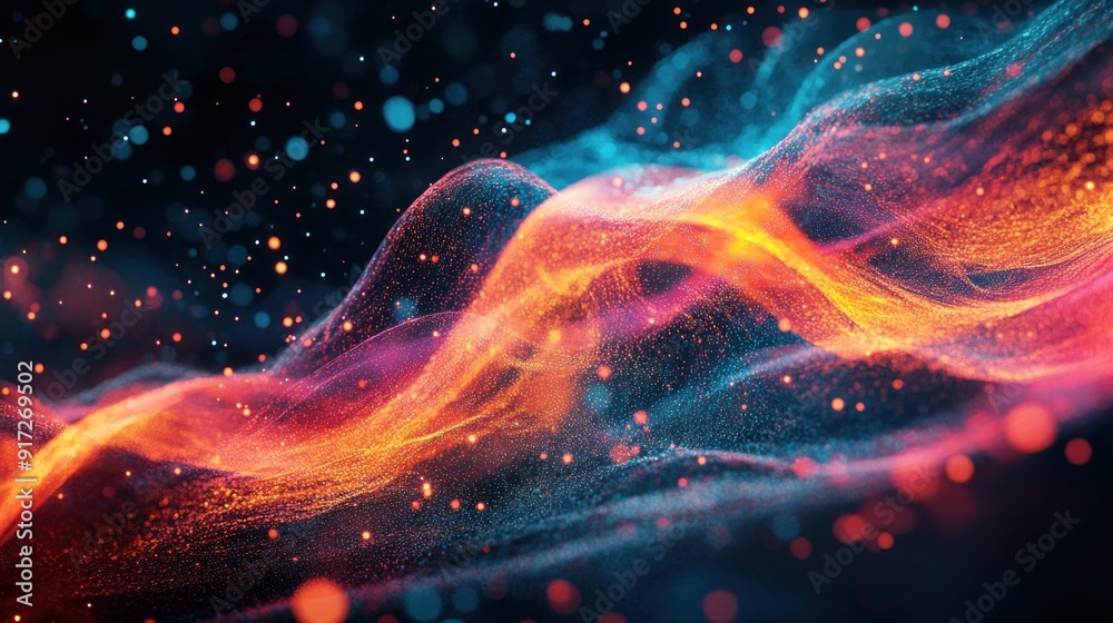 Obraz premium Abstract Digital Art: Colorful Waves of Light
