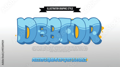 Cartoon graffiti comic doodle font alphabet. Vector banner A, B, C, D, E, F, G, H, I, J, K, L, M, N, O, P, Q, R, S, T, U, V, W, X, Y, Z and Arab numerals 0, 1, 2, 3, 4, 5, 6, 7, 8, 9 Graffiti font.