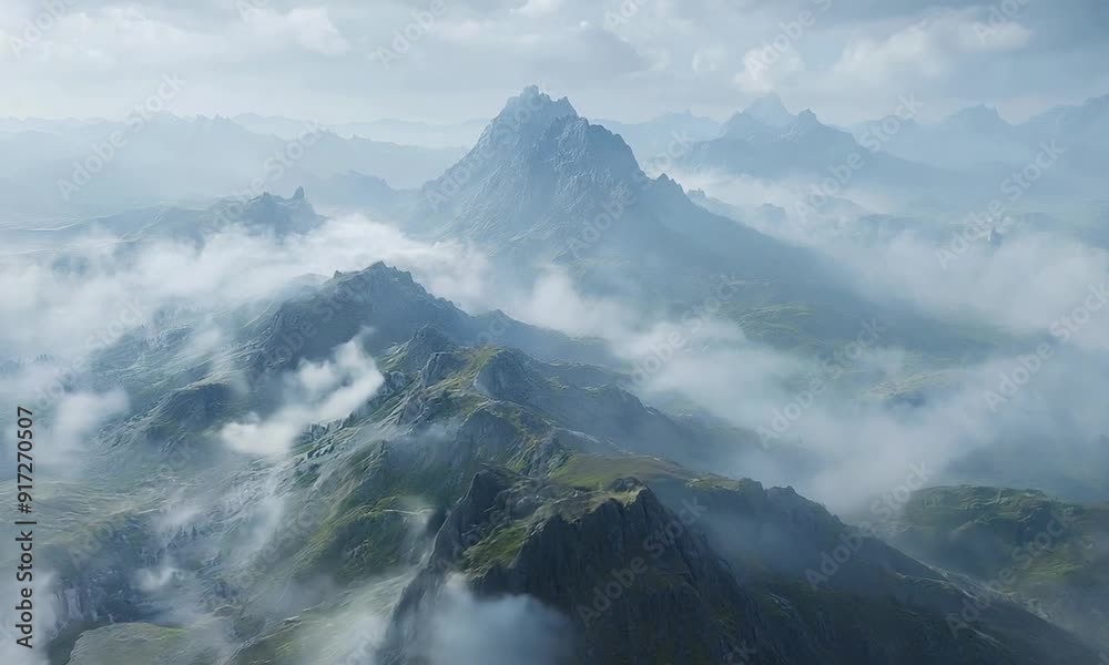 Green mountains covered with clouds Green mountains covered with clouds