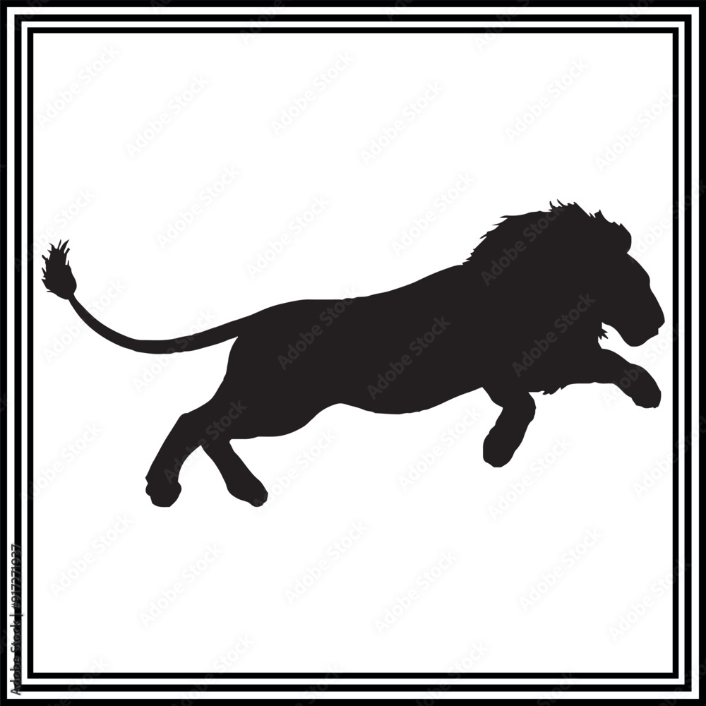 Lion black silhouette , lion vector . Lion black silhouette , lion vector .