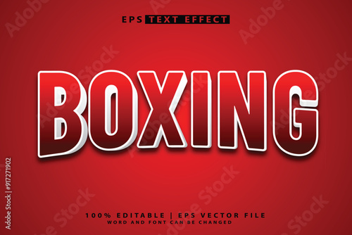 Boxing editable 3d text effect typography vector template