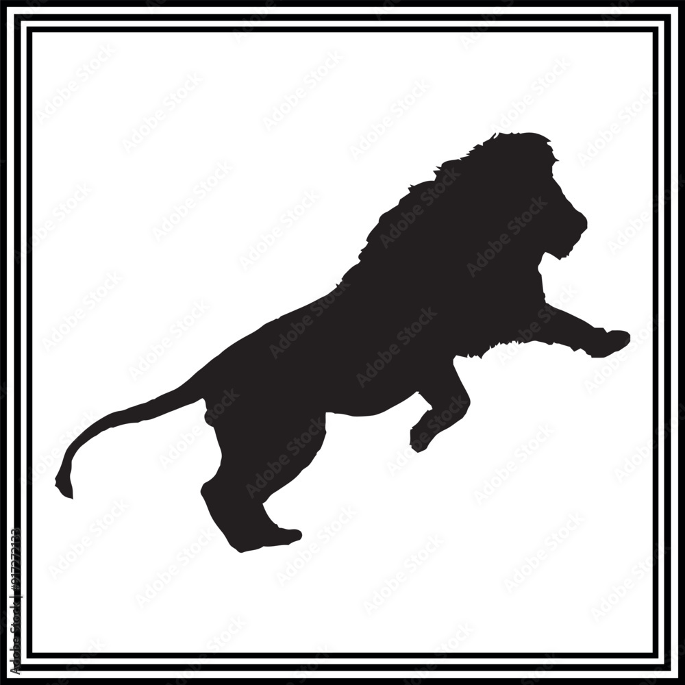 Lion black silhouette , lion vector . Lion black silhouette , lion vector .