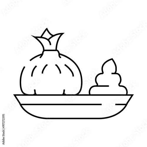 ravioli dish with wasabi line icon vector. ravioli dish with wasabi sign. isolated contour symbol black illustration