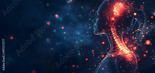 Luminous depiction of neural pain, highlighting bodily discomfort in an abstract and vibrant digital artwork
