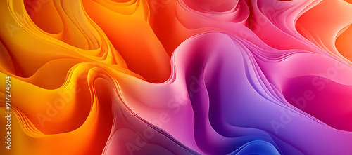 Abstract Fluid Waves in Gradient Colors