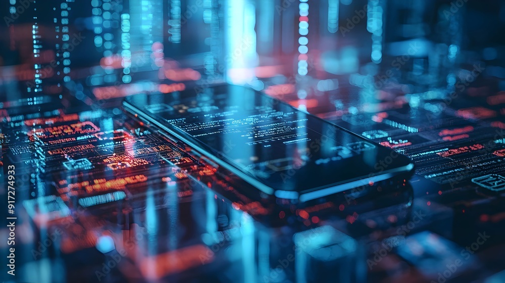 Smartphone In Digital World Abstract Background. Smartphone In Digital World Abstract Background.