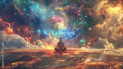 Tranquil Meditation in a Cosmic Sky photo