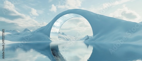 An Arctic Landscape with a Reflective Archway