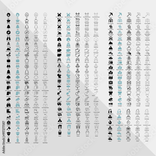 69 Camping Icons in 5 different variations for web applications and print templates