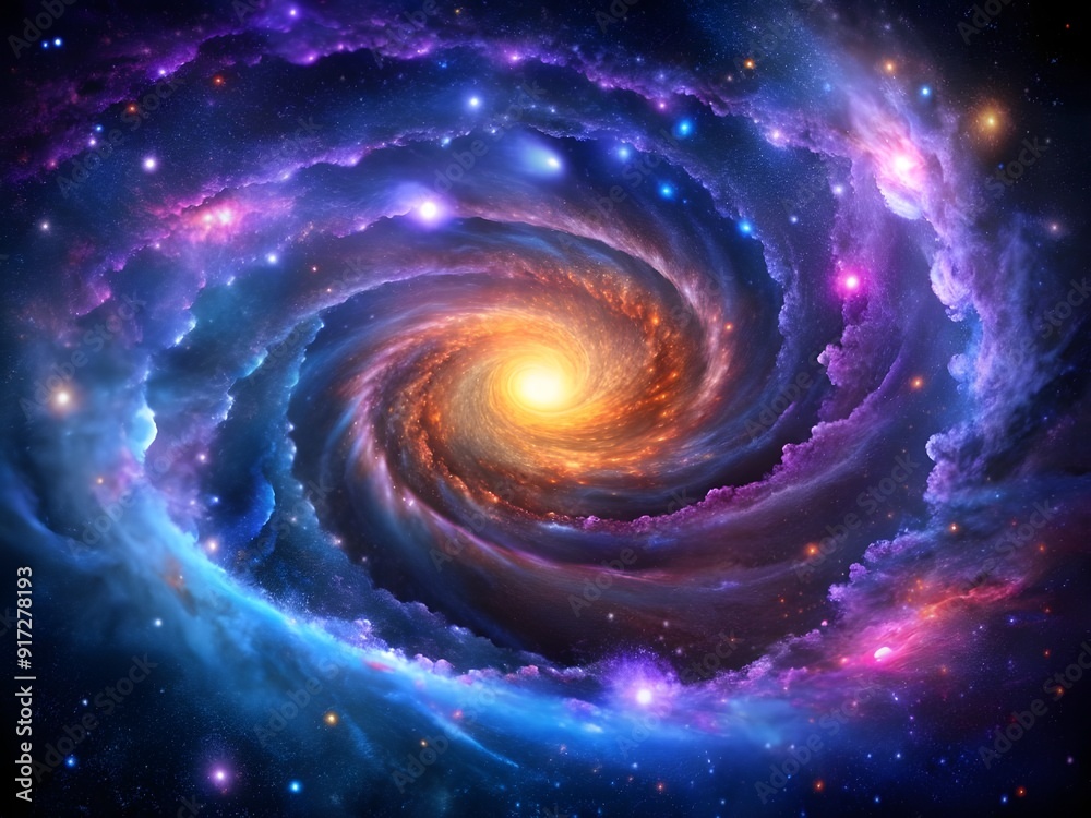 Galactic Vortex: Swirling Stars, Cosmic Dust, and Vibrant Nebula Art in Deep Space