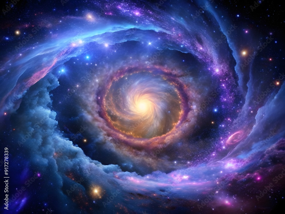 Galactic Vortex: Swirling Stars, Cosmic Dust, and Vibrant Nebula Art in Deep Space