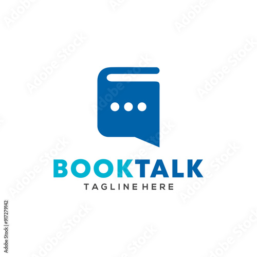 Book talk logo template illustration, Chat book vector logo design Perfect for business
