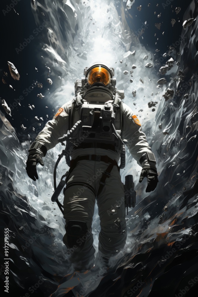 Fototapeta premium Futuristic Astronaut Explorations in Deep Space and Alien Worlds.