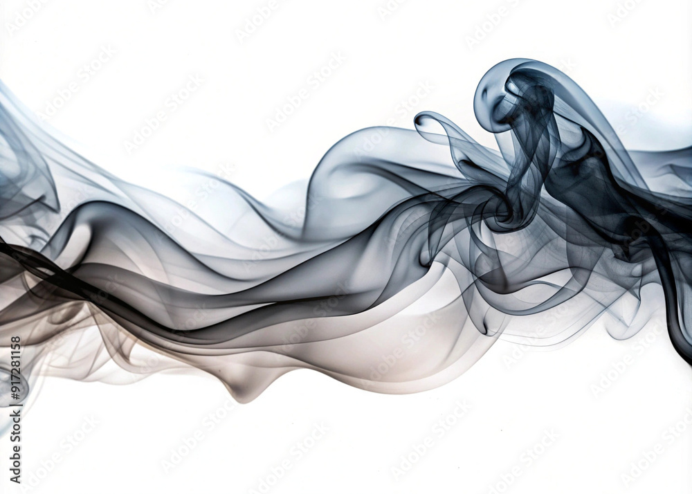 Black and white color smoke wave on white background Black and white color smoke wave on white background