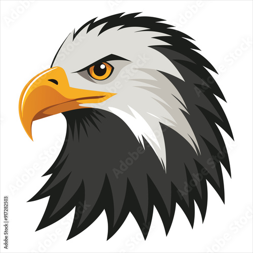 Black bald eagle head vector illustrator with white background