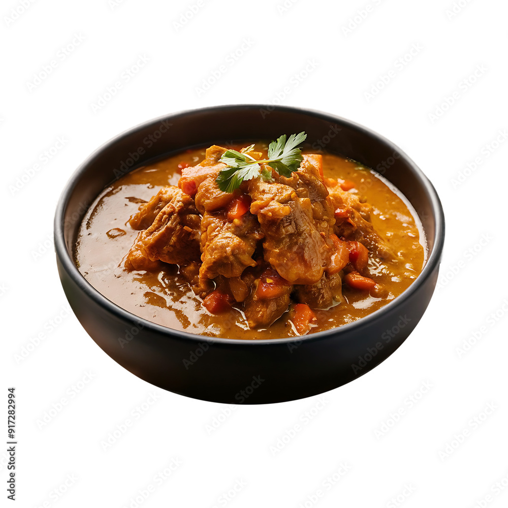 A bowl of Spicy beef curry & beef vindaloo isolated on a transparent background by AI generative A bowl of Spicy beef curry & beef vindaloo isolated on a transparent background by AI generative