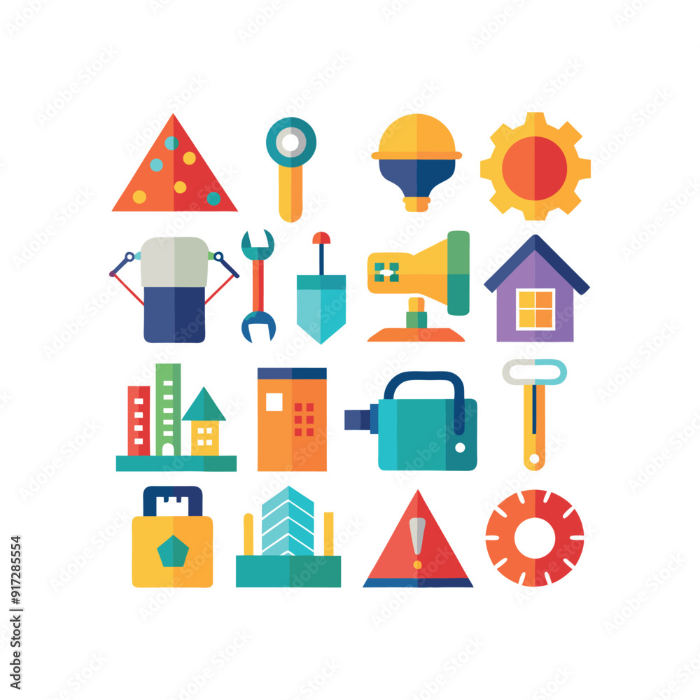 A set of construction tools icons vector design illustration template A set of construction tools icons vector design illustration template