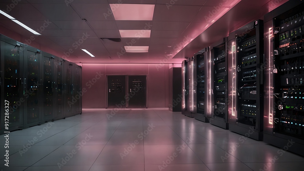 Data Center With Multiple Operational Server Racks High Tech Server room Data Center With Multiple Operational Server Racks High Tech Server room