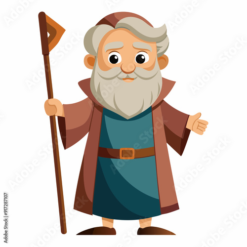 Moses holding wooden staff