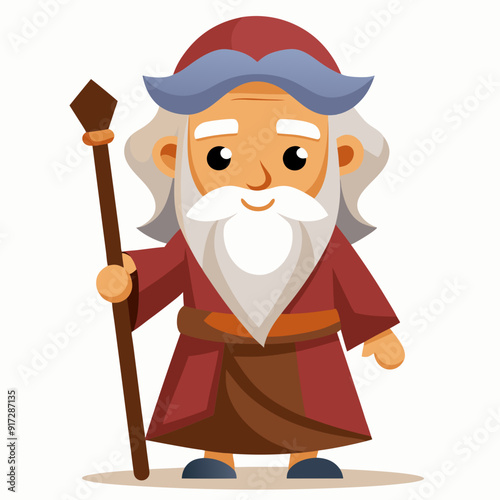 Moses holding wooden staff