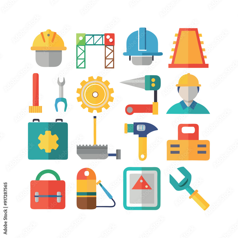 A set of construction tools icons vector design illustration template A set of construction tools icons vector design illustration template