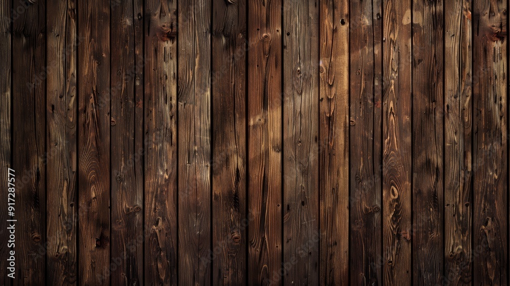 Naklejka premium Old brown wooden wall background photo, Retro dark brown wooden wall, Natural pattern board floor, Vintage antique table background frame, Hardwood, Softwood