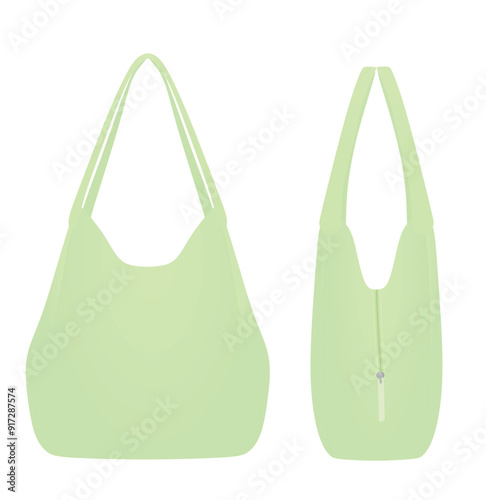 Green woman hand bag. vector 