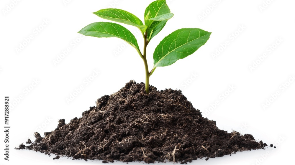 Sprout growth isolated on white, transparent background, young plant growing from soil closeup; Sprout growth isolated on white, transparent background, young plant growing from soil closeup;
