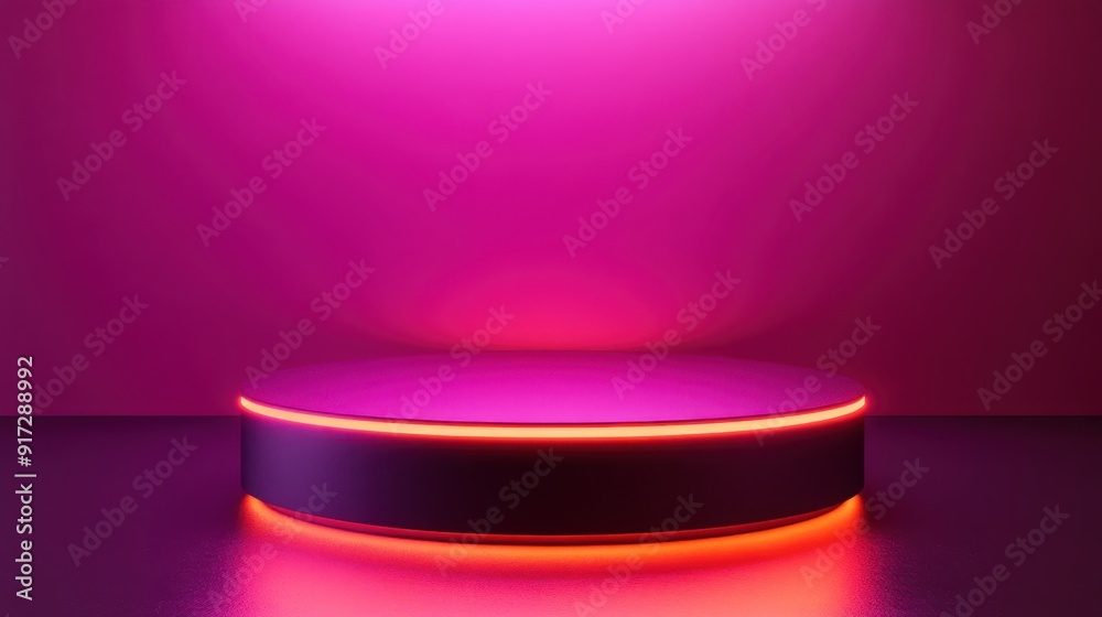 Vibrant 3D Neon-Accented Peach Fuzz Podium for Modern Product Presentation Vibrant 3D Neon-Accented Peach Fuzz Podium for Modern Product Presentation