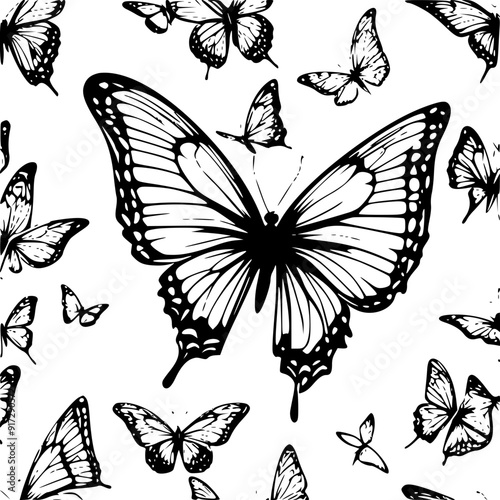 A delicate vector of a butterfly in flight, with detailed wings and soft gradients to convey motion and grace.