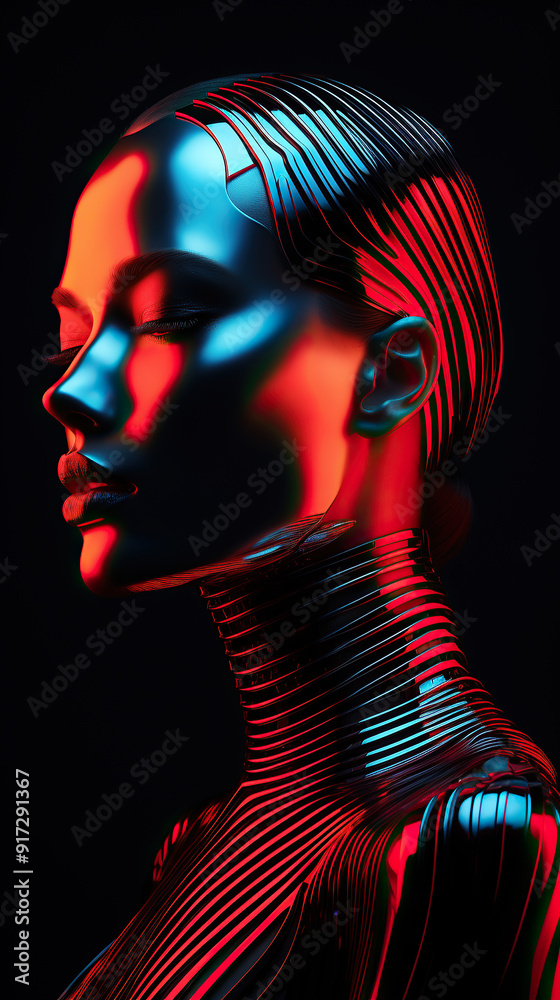 generated illustration of high fashion female robot shining colorful glitter accessories generated illustration of high fashion female robot shining colorful glitter accessories