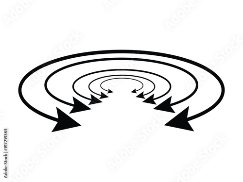 Dual sided arrow vector. Dual semi circle arrow. Semi-circular black colour thin double ended arrows isolated on white background. Vector illustration. eps 10