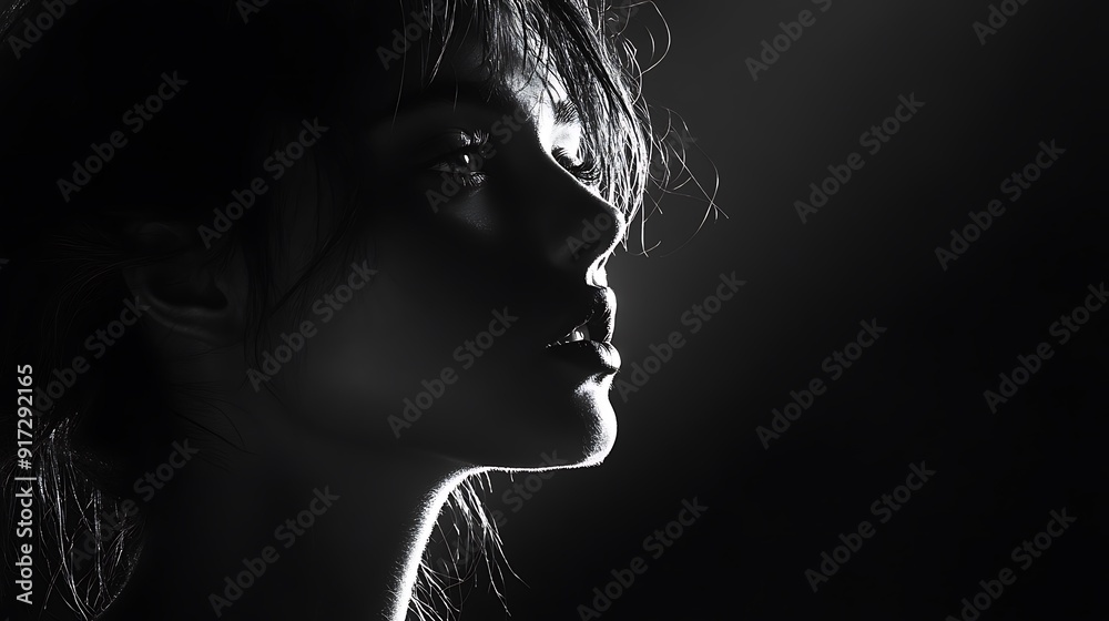 Close-up Silhouette of a Woman's Face with Mesmerizing Eyes Close-up Silhouette of a Woman's Face with Mesmerizing Eyes