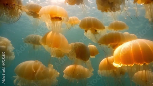 Millions of endemic golden jellyfish photo