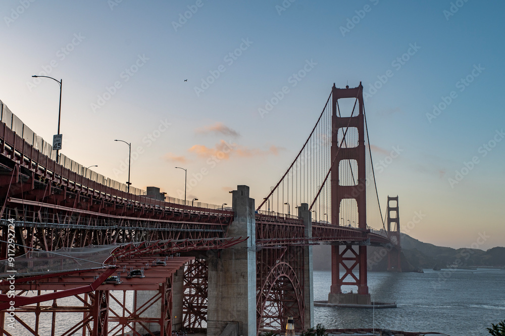 Steel bridge of San Francisco view at sunset time Steel bridge of San Francisco view at sunset time