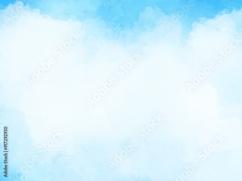 The blue-green background image is bright and airy, suitable for use in graphic design and various media designs.