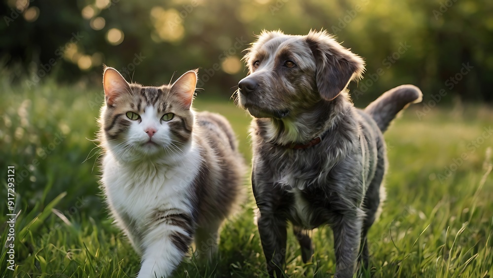Fototapeta premium cat and dog