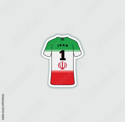 Get a sticker with a unique design of the Iran football jersey! A stylish and vibrant accessory for fans. Show your support for your favorite team!