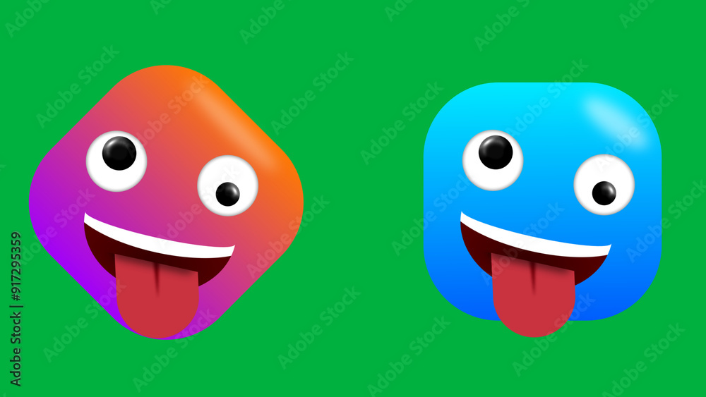 very funny icon. tongue out and crazy eye facial expression emoji in different shapes and colours. very funny icon. tongue out and crazy eye facial expression emoji in different shapes and colours.