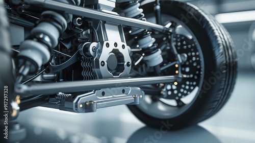 Wallpaper Mural 3D Rendered High-Tech Futuristic Car Suspension System | Innovative Design for Engineering Purposes Torontodigital.ca