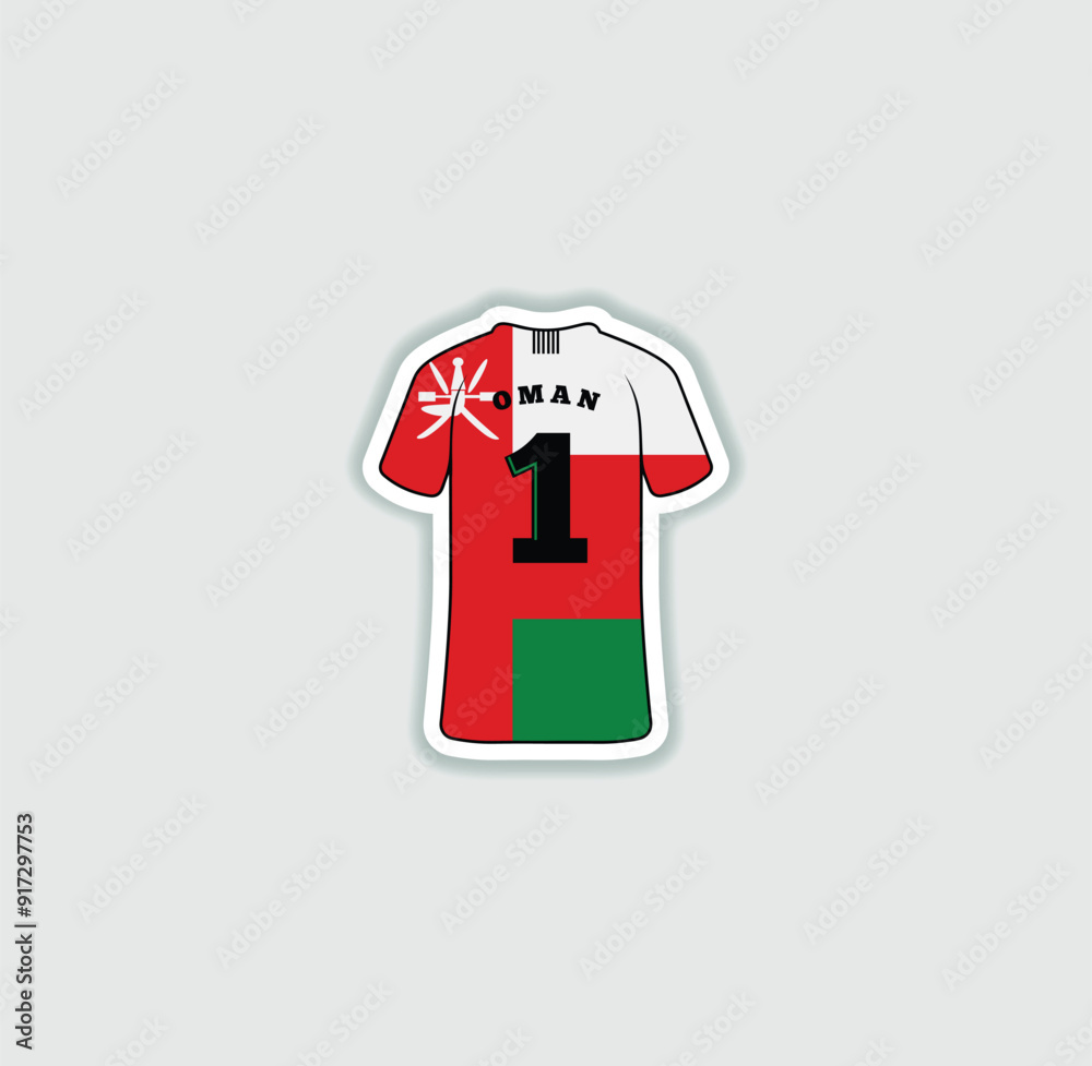 Get a sticker with a unique design of the Oman football jersey! A stylish and vibrant accessory for fans. Show your support for your favorite team! Get a sticker with a unique design of the Oman football jersey! A stylish and vibrant accessory for fans. Show your support for your favorite team!