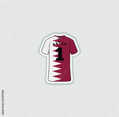 Get a sticker with a unique design of the Qatar football jersey! A stylish and vibrant accessory for fans. Show your support for your favorite team!